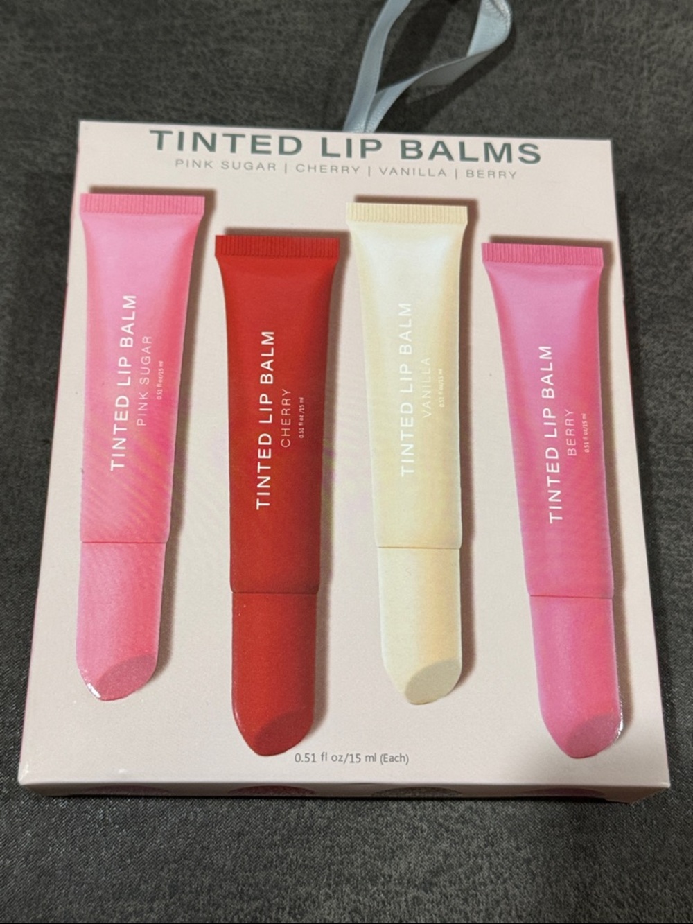 Tinted Lip Balm Set - Pink, Red, Cream, Pink (4-Pack)